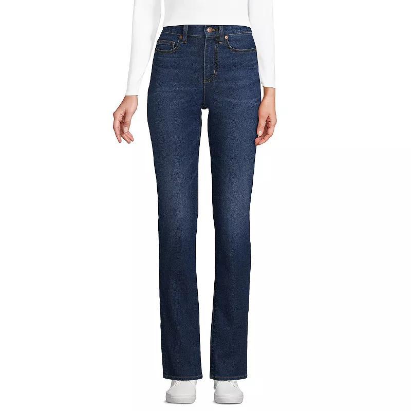 Womens Lands End Recover High Rise Straight Leg Blue Jeans Product Image