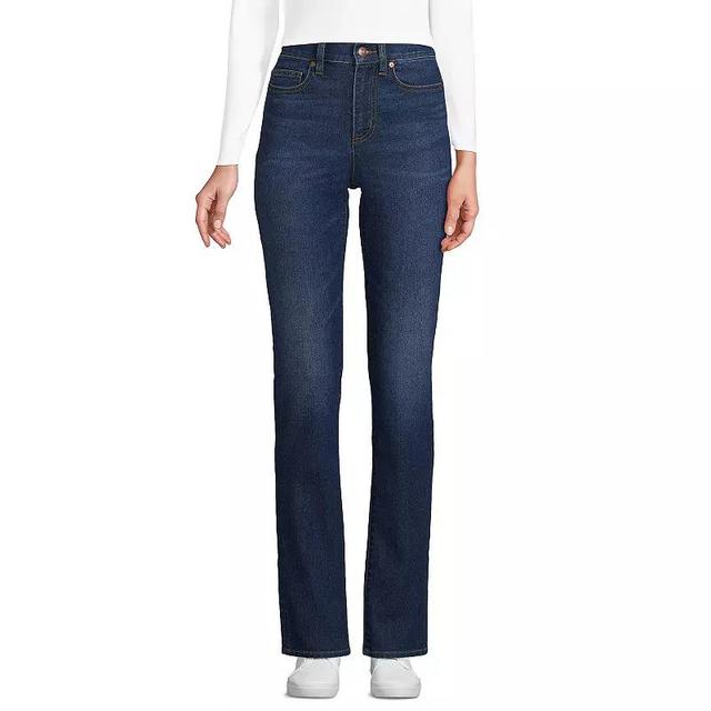 Petite Lands End Recover High-Rise Straight-Leg Jeans, Womens Blue Product Image