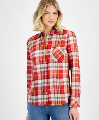 Nautica Jeans Womens Bayfront Plaid Roll-Tab Shirt Product Image