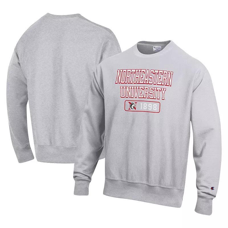 Mens Champion Gray Northeastern Huskies Reverse Weave Crew Pullover Sweatshirt Product Image