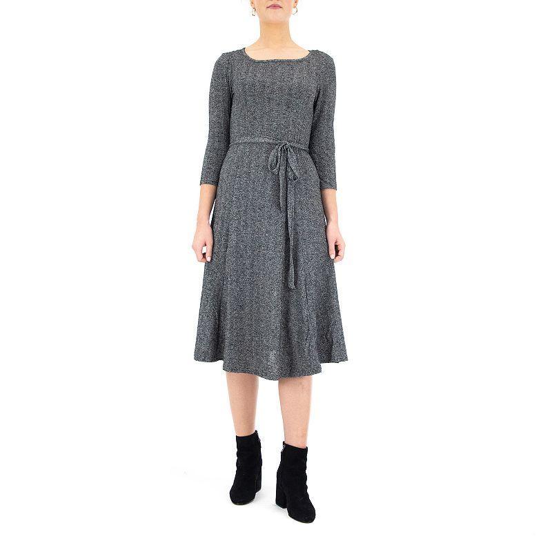 Womens Nina Leonard Sylvia Lurex Midi Dress Product Image