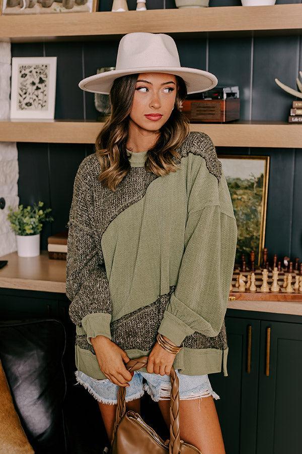 Cabin In The Mountains Oversized Knit Sweater in Olive product image