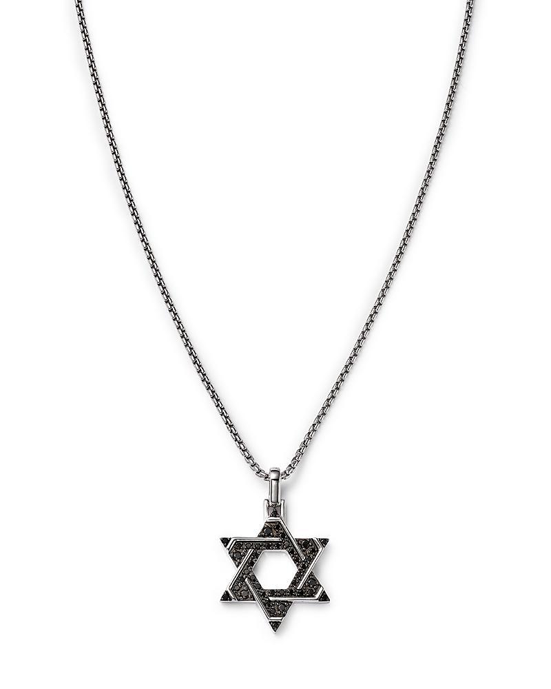 Bloomingdales Fine Collection Mens Black Diamond Star of David Pendant Necklace in 14K White Gold, 0.50 ct. t. w. Product Image