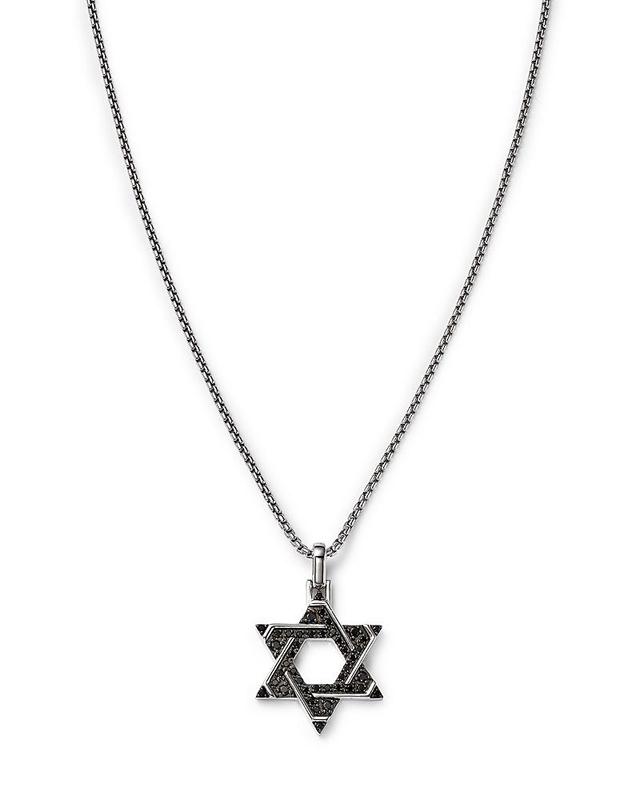 Bloomingdales Fine Collection Mens Black Diamond Star of David Pendant Necklace in 14K White Gold, 0.50 ct. t. w. Product Image