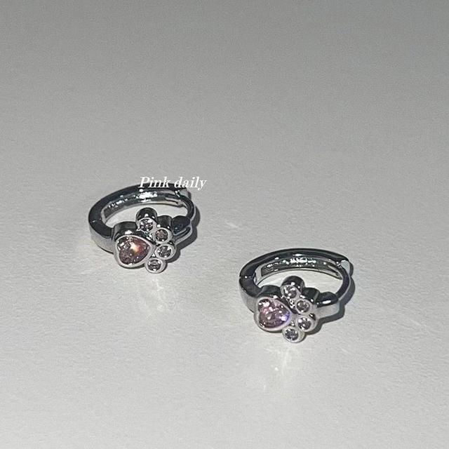 CZ Paw Alloy Huggie Earring Product Image