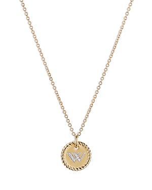 Womens Initial Charm Necklace in 18K Yellow Gold with Pav Diamonds Product Image