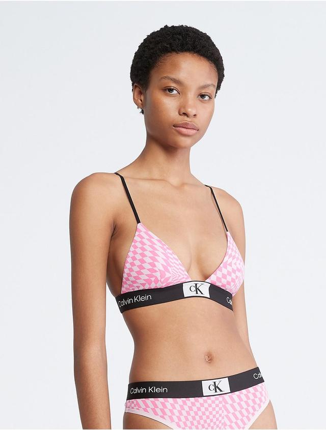 Calvin Klein Underwear Calvin Klein Women's 1996 Cotton Unlined Triangle Bralette (Halo Floral Print+Black) Women's Bra Product Image