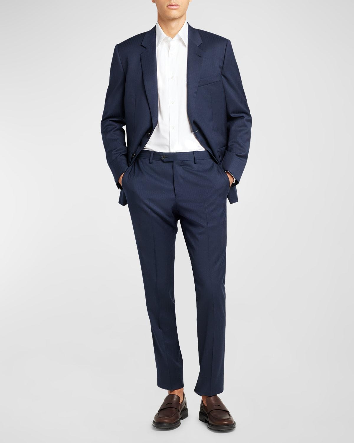 Mens Modern-Fit Wool Herringbone Suit Product Image