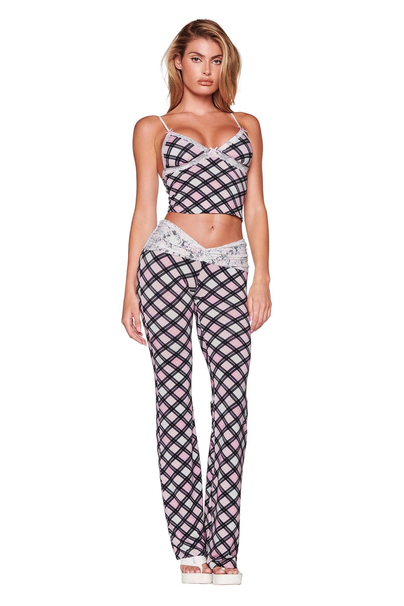 KENDRA PANT - PINK : PLAID Product Image