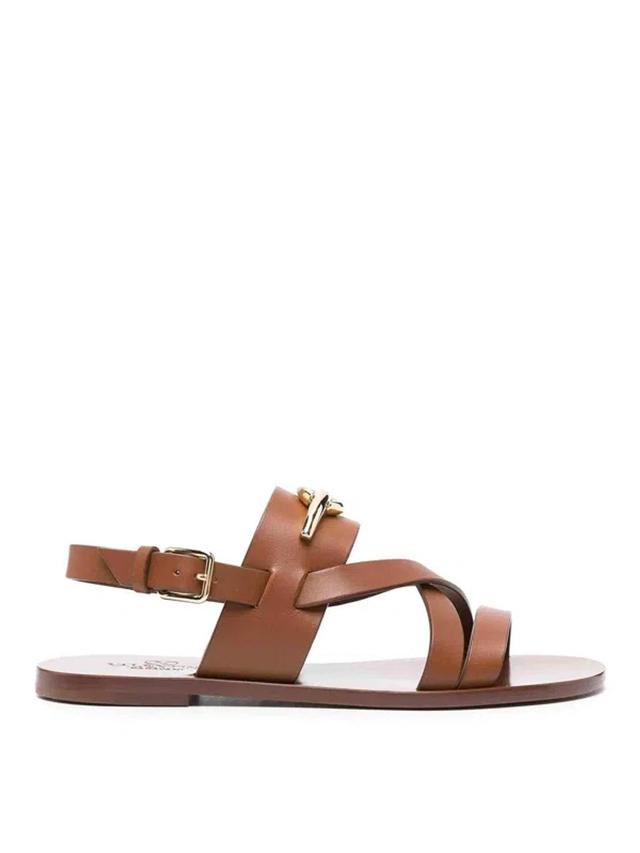 V-logo Plaque Sandals In Beige Product Image