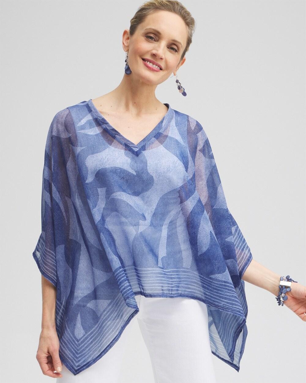 Chico's Chiffon Cool Abstract Poncho Product Image