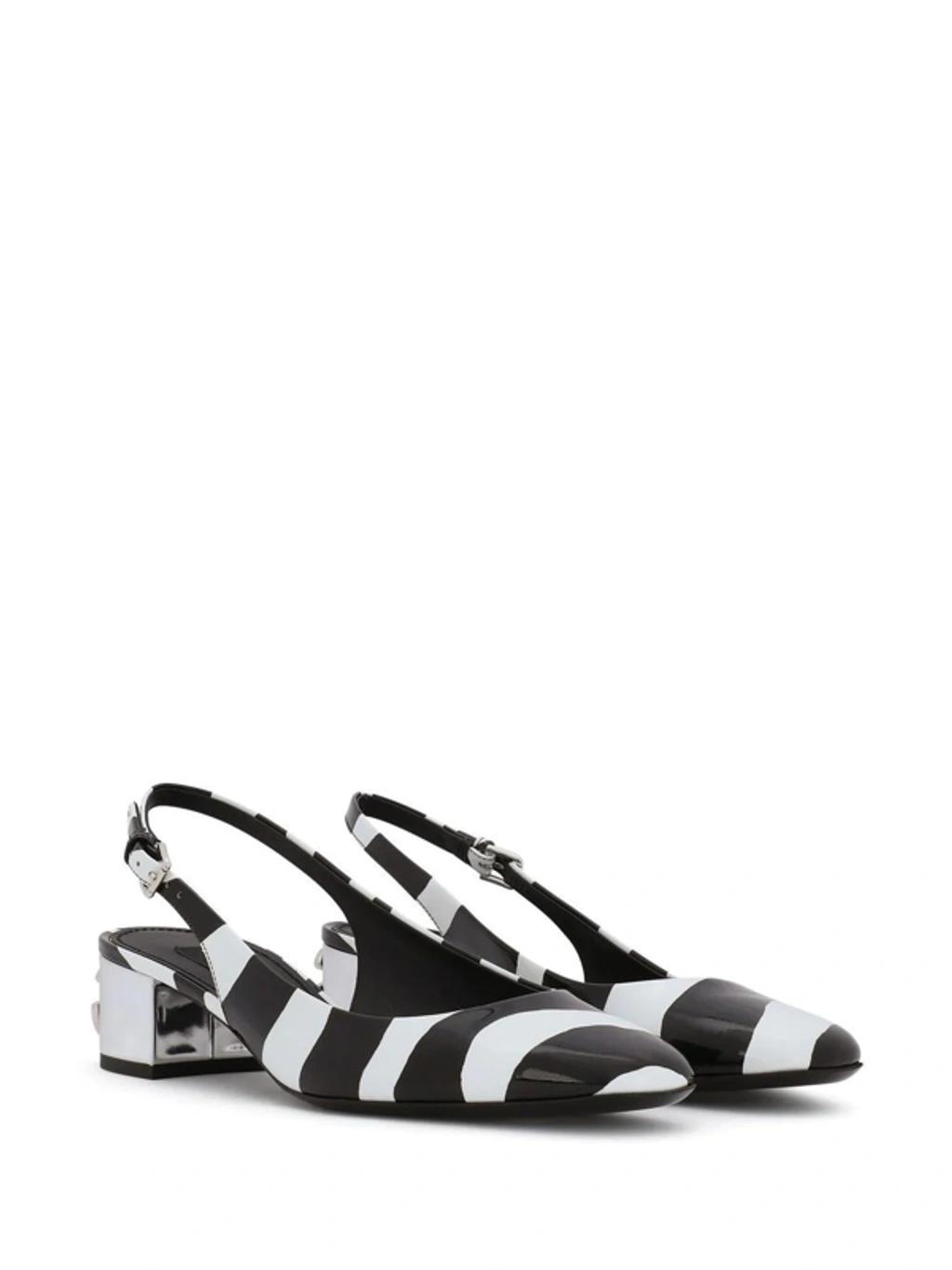 Stripe-print Mules In Black Product Image