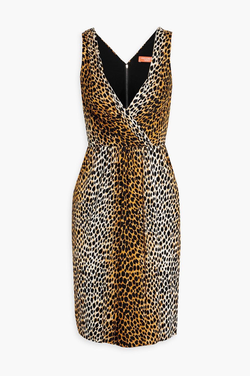 Wrap-effect Leopard-print Jersey Mini Dress In Animal Print Product Image