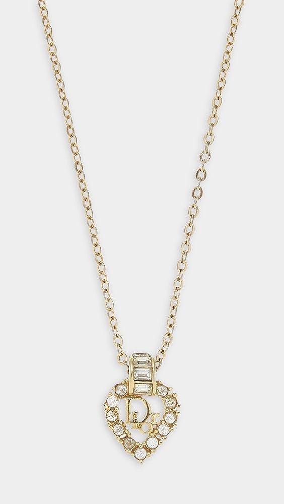 What Goes Around Comes Around Dior Gold Crystal Heart Necklace | Shopbop Product Image