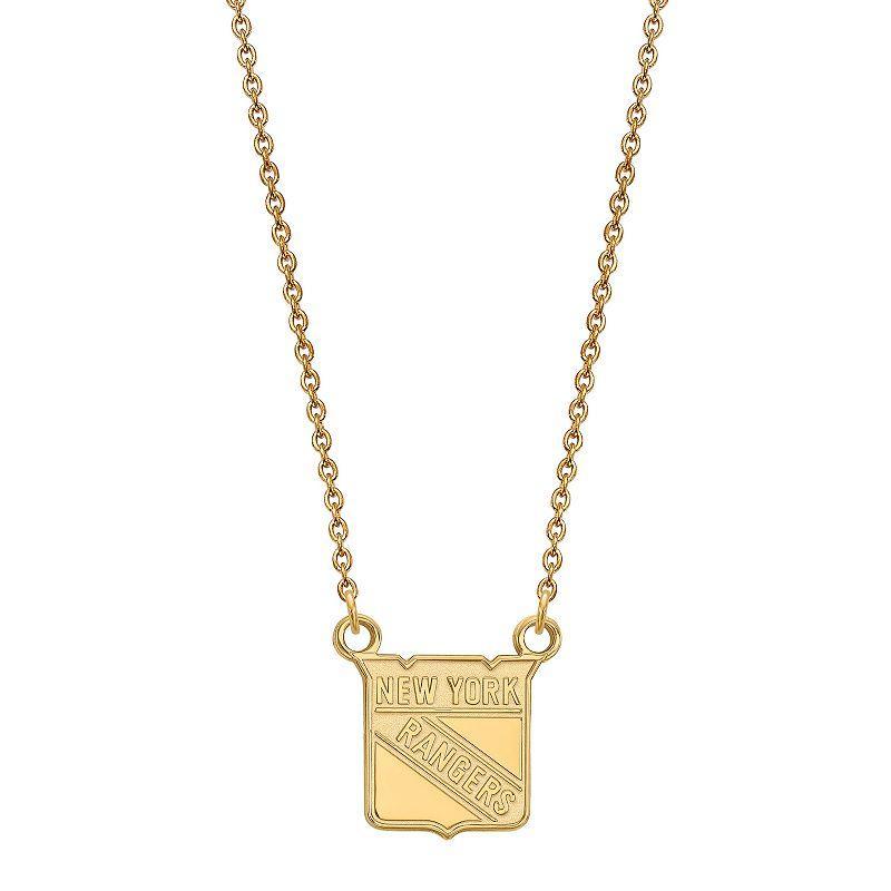 LogoArt New York Rangers Sterling Silver Small Logo Pendant Necklace, Womens Gold Tone Product Image