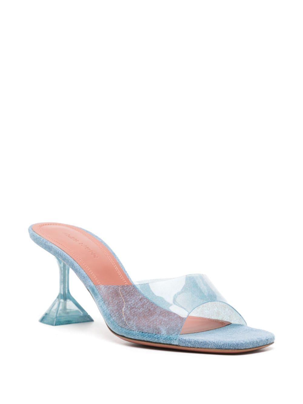 Lupita Denim Effect Slide Mule Sandals In Blue Product Image