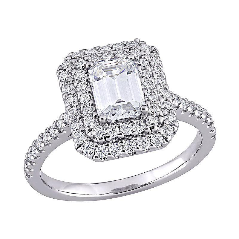 Stella Grace 10k White Gold 1 5/8 Carat T.W. Lab-Created Moissanite Halo Engagement Ring, Womens Product Image