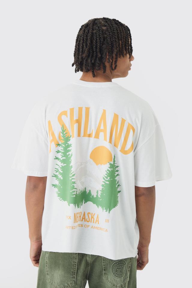 Oversized Boxy Ashland Printed Raw Hem T-Shirt | boohooMAN USA Product Image