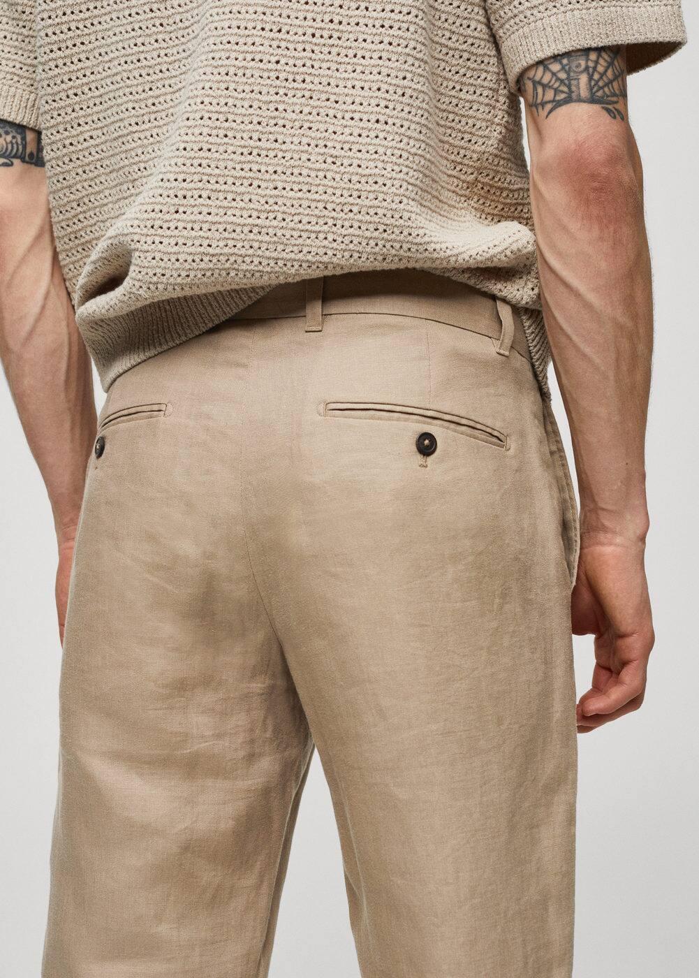 MANGO MAN - Slim-fit 100% linen pants beigeMen Product Image