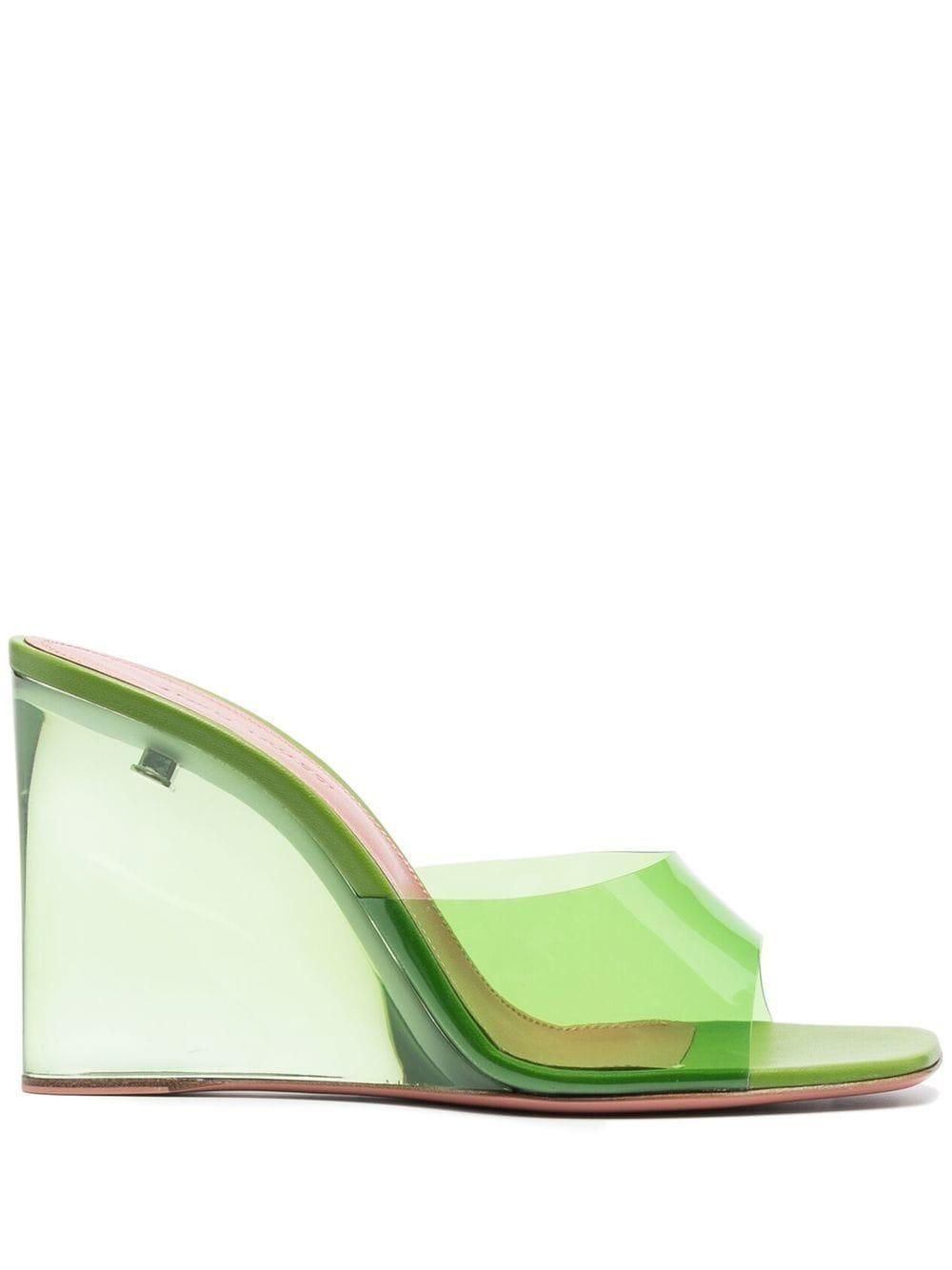 Lupita Glass-wedge Slide Sandals In Green Product Image