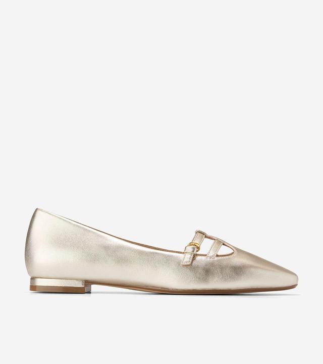 Cole Haan Womens Brigid T Strap Ballet Flats - Gold Size 9.5 Product Image