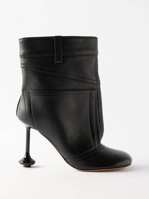 Loewe - Toy 90 Leather Ankle Boots - Womens - Black Product Image