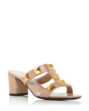 Womens Rockstud Calfskin Leather Slide Sandals 60 MM Product Image