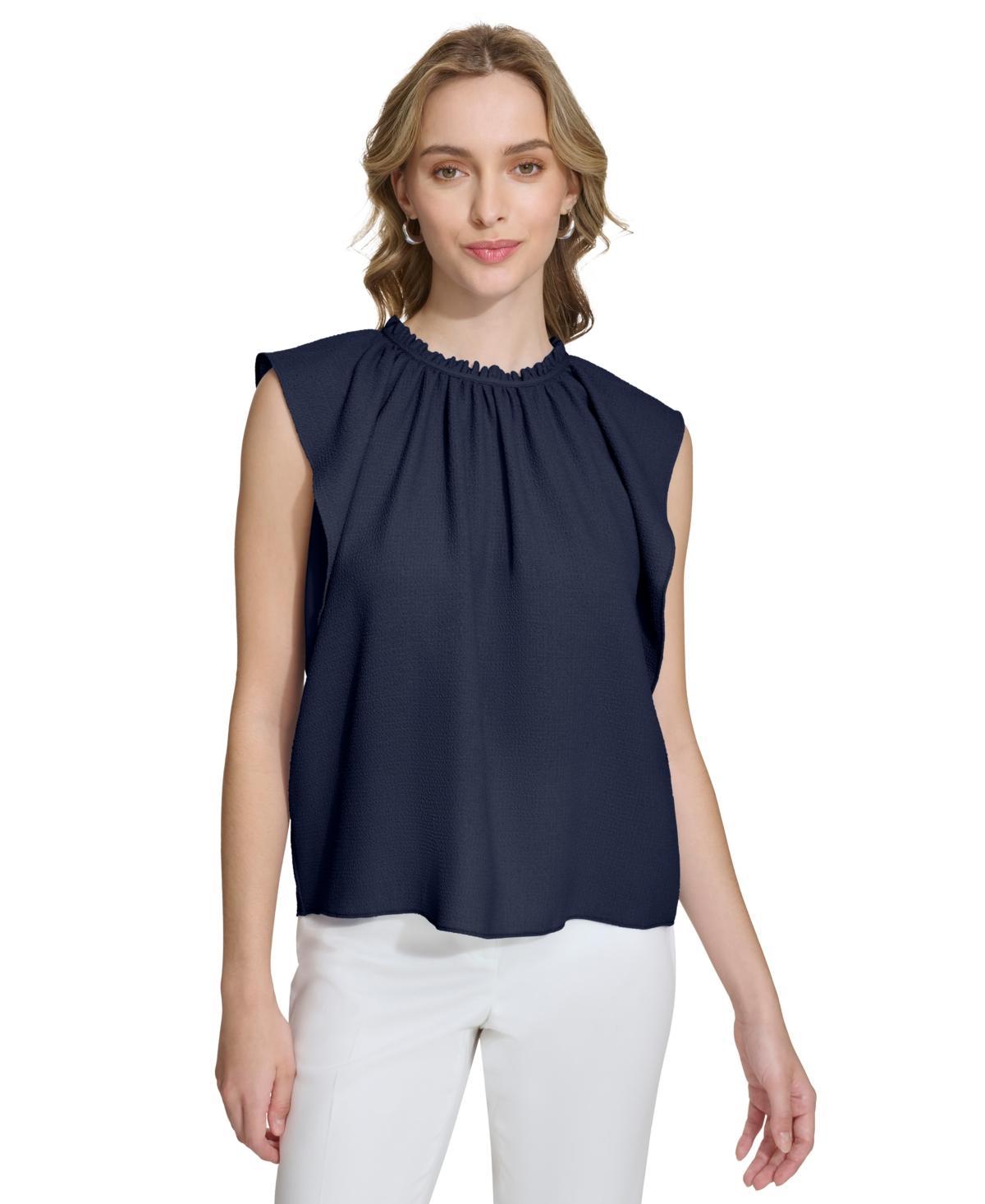 Calvin Klein Womens Ruffled Cap Sleeve Top Product Image