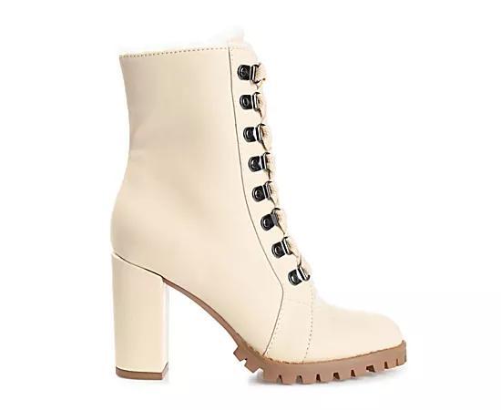 Journee Collection Fauna Tru Comfort Foam Womens Heeled Ankle Boots Ivory Product Image