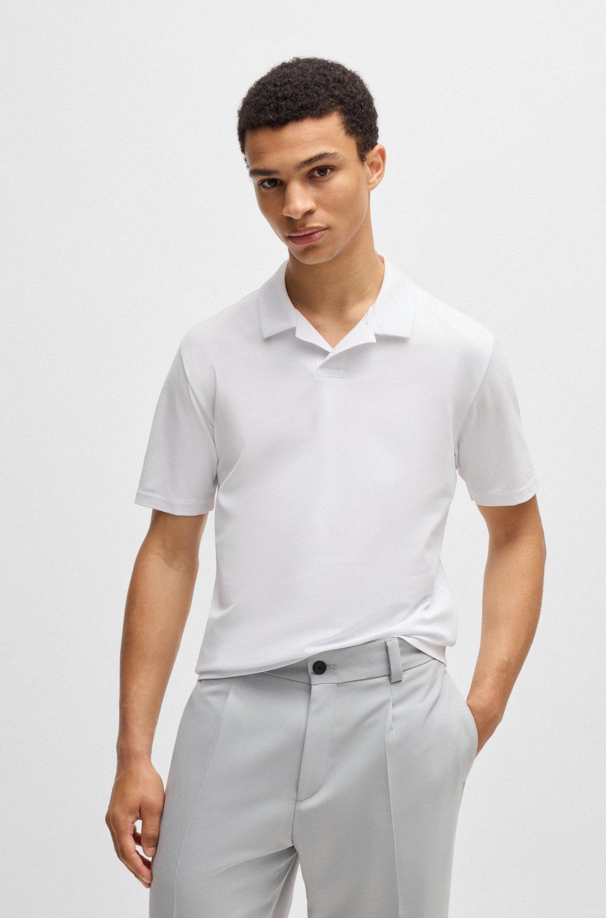 Slim-fit stretch-cotton polo shirt with Johnny collar Product Image