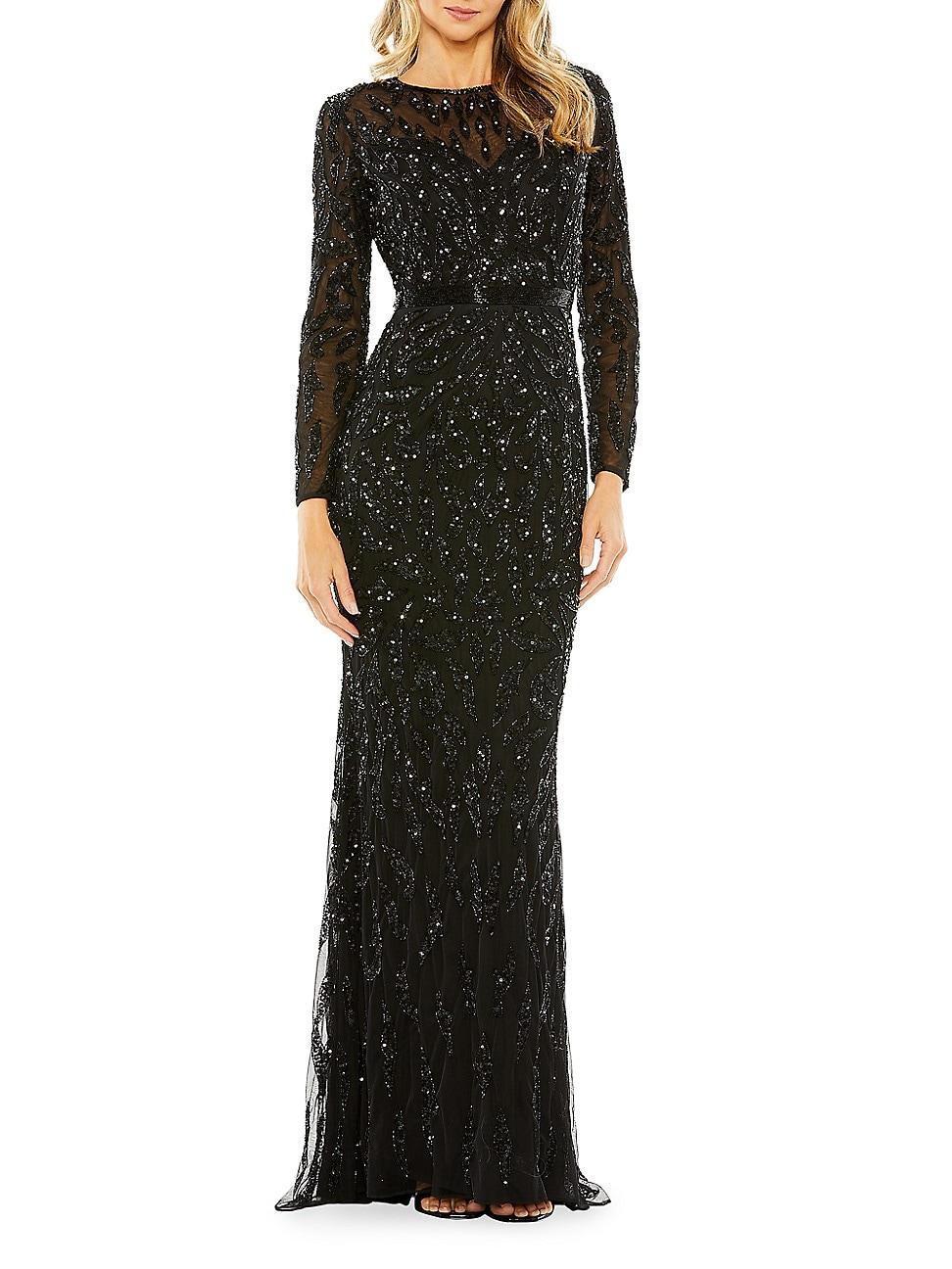 Womens Illusion Sequin Gown Product Image