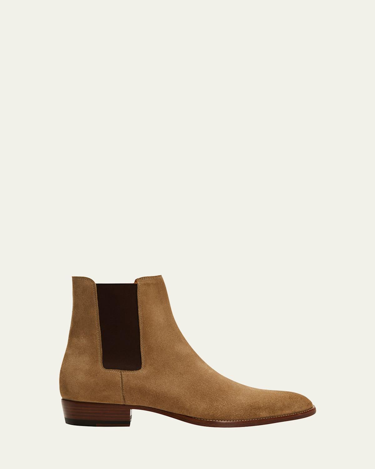 Saint Laurent Suede Wyatt Chelsea Boots in Light Cigar - Brown. Size 40 (also in 41). Product Image