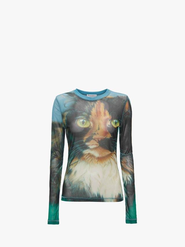 SHEER LONG SLEEVE TOP in green | JW Anderson US  Product Image