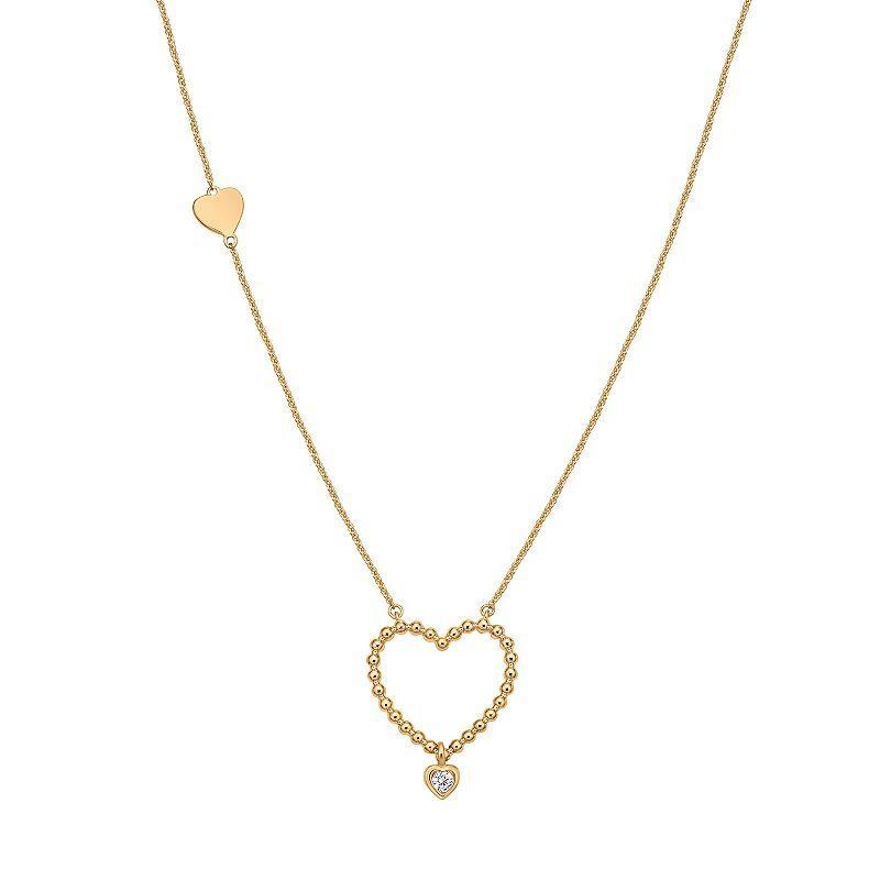 Irena Park Gold Tone Sterling Silver 1/10 Carat T.W. Diamond Open Heart Necklace, Womens Product Image