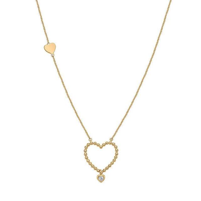 Irena Park Gold Tone Sterling Silver 1/10 Carat T.W. Diamond Open Heart Necklace, Womens Product Image