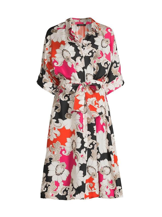 Womens Cressida Belted Printed Silk Twill Shirtdress Product Image