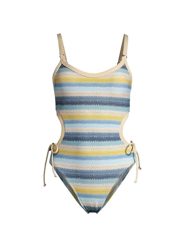 Womens Lyra Striped Cut-Out One-Piece Swimsuit Product Image