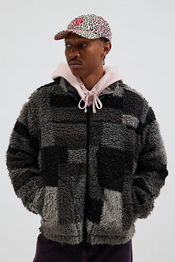 BDG Patchwork Fleece Zip Jacket Mens at Urban Outfitters Product Image