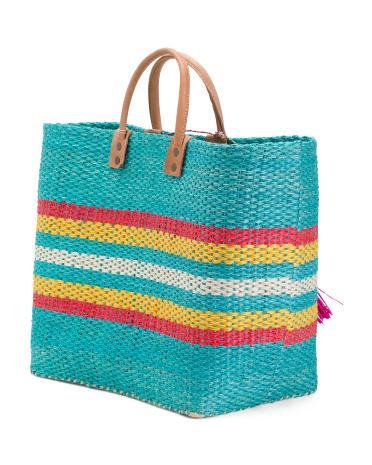 La Paz Handmade Crocheted Raffia Tote With Tassel for Women Product Image