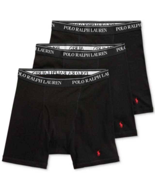 POLO RALPH LAUREN Men's 3-pack Big & Tall Cotton Boxer Briefs In Polo Black Product Image