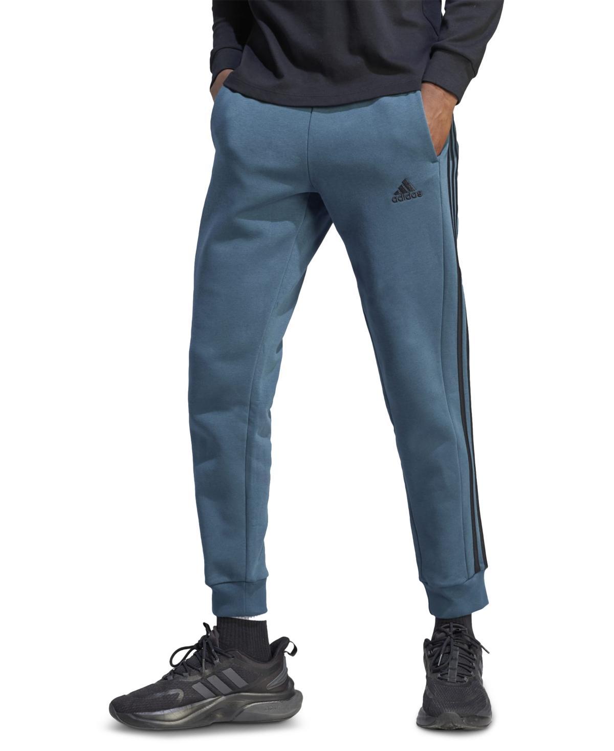 Mens adidas Essentials Fleece 3-Stripes Tapered Cuff Pants Medium Gray Grey Product Image