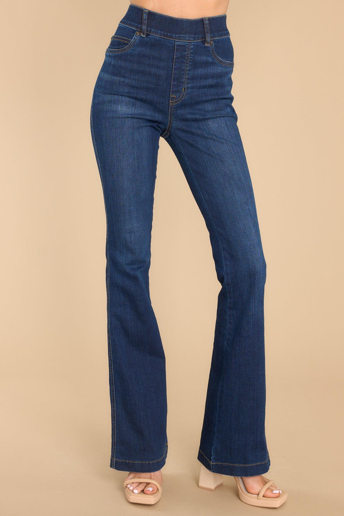 Spanx Midnight Shade Pull On Stretch Flare Jeans Blue product image