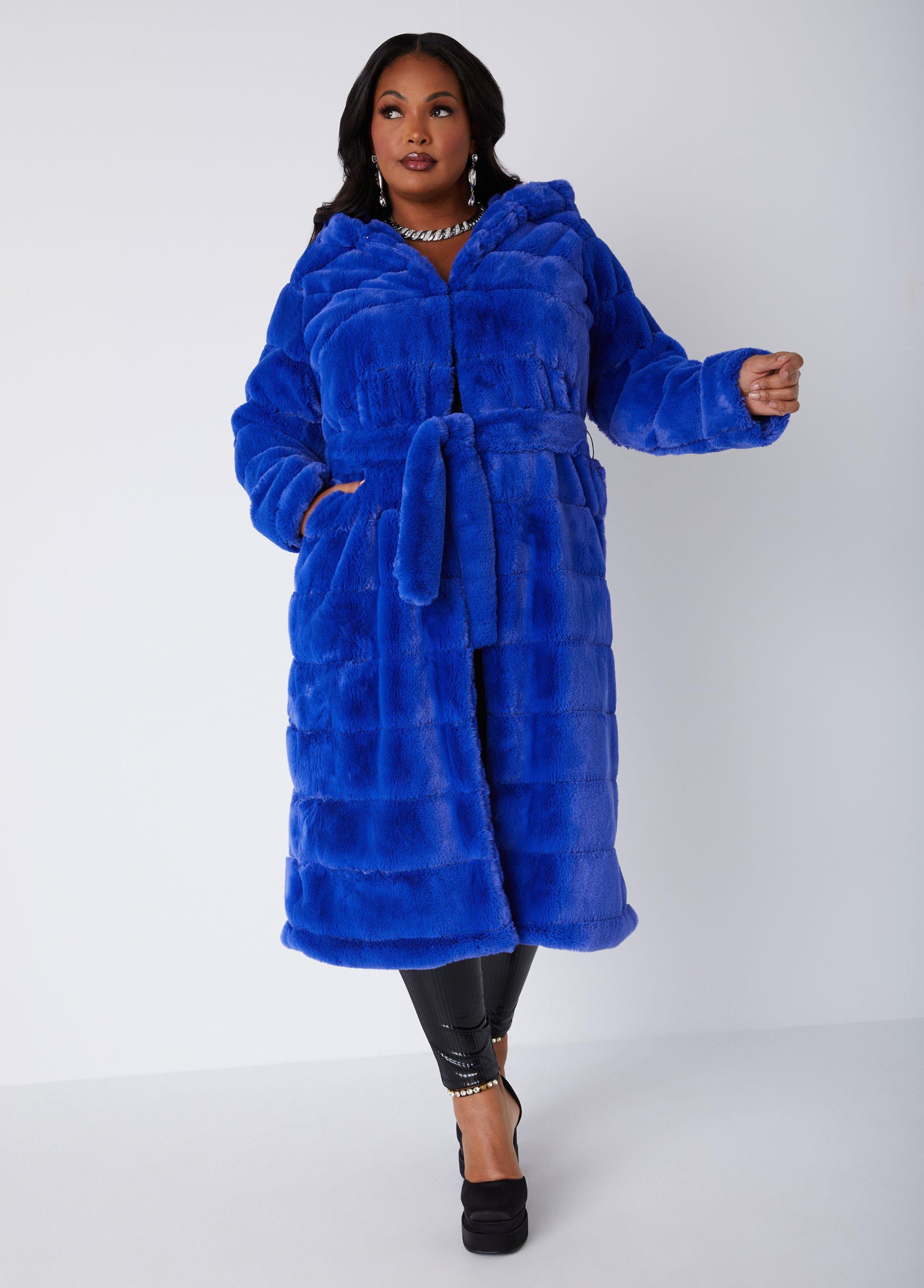 Plus Size Faux Fur Hooded Coat Ashley Stewart Product Image