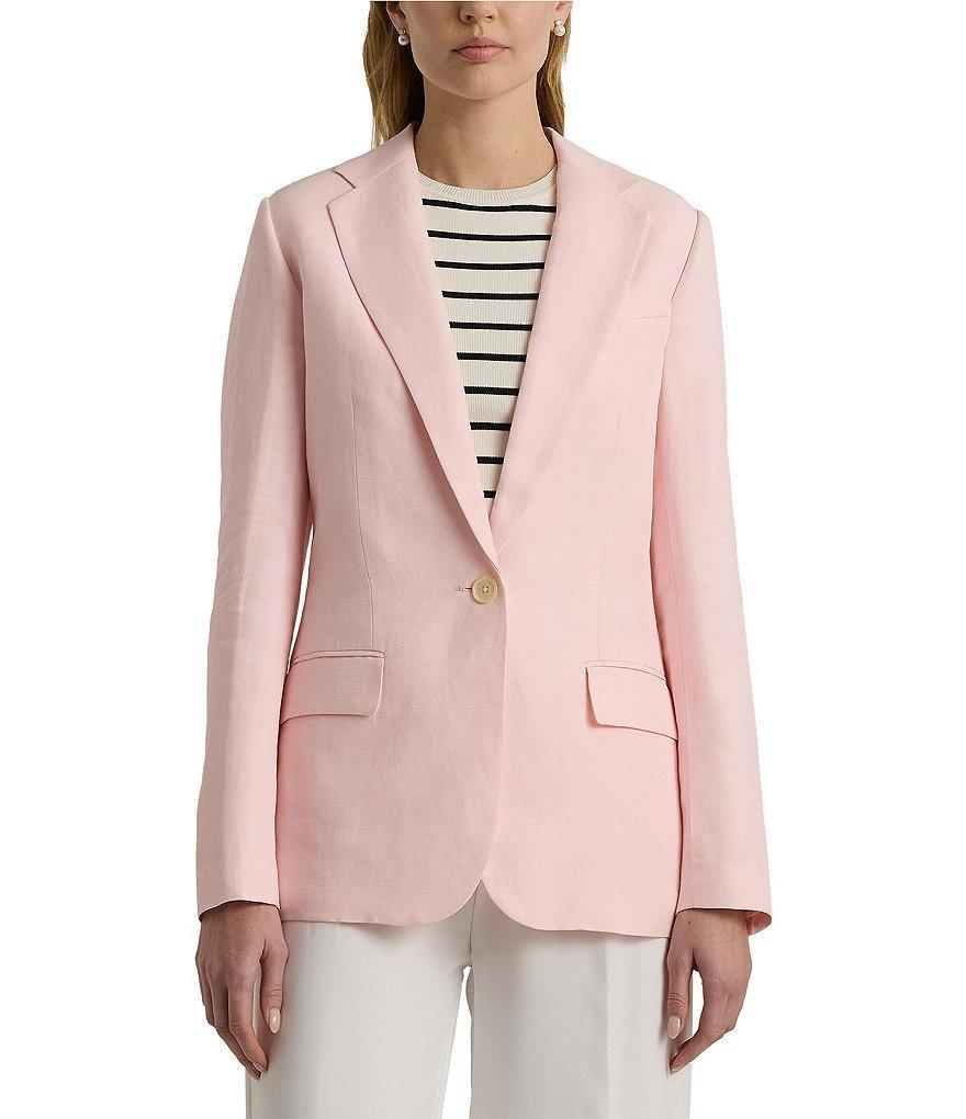 Lauren Ralph Lauren Wilona Pink Linen Blend Long Sleeve Blazer Product Image