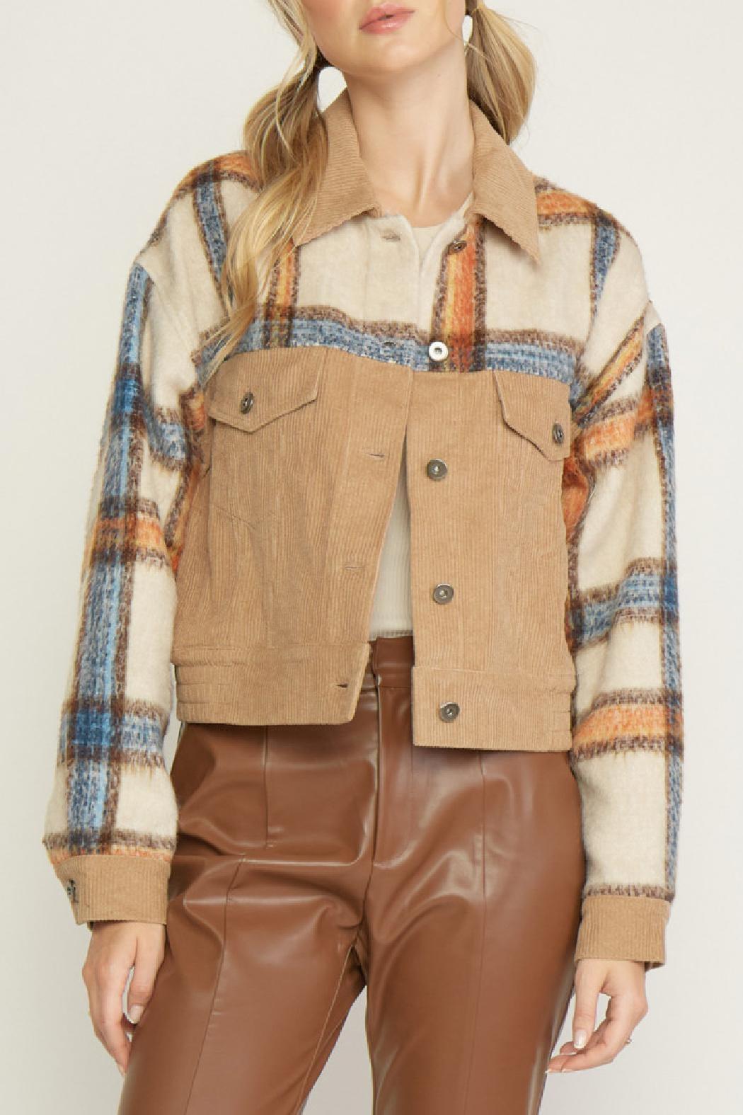 Corduroy Plaid Mix Jacket Product Image