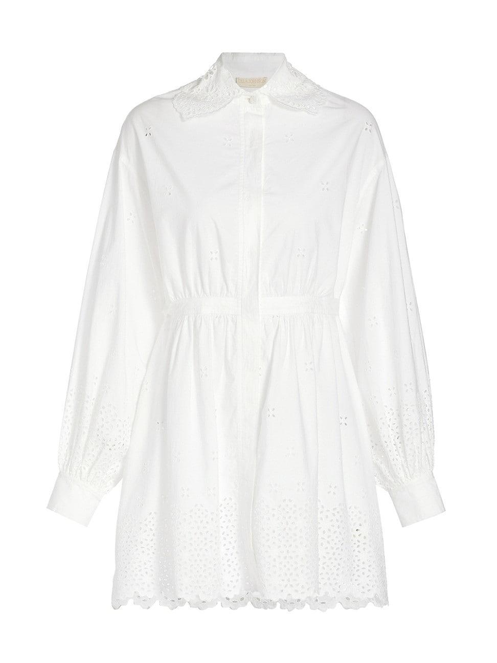 Ulla Johnson Gemma Long Sleeve Eyelet Cotton Shirtdress Product Image