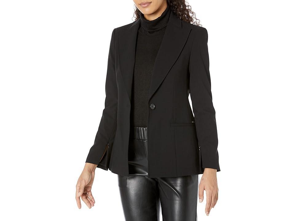 DKNY One-Button Zipper Sleeve Blazer Women's Coat Product Image