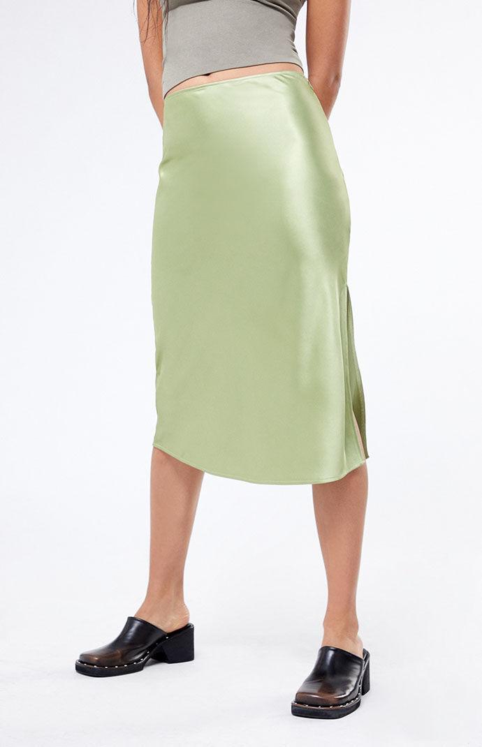 PacSun Womens Satin Midi Skirt Product Image