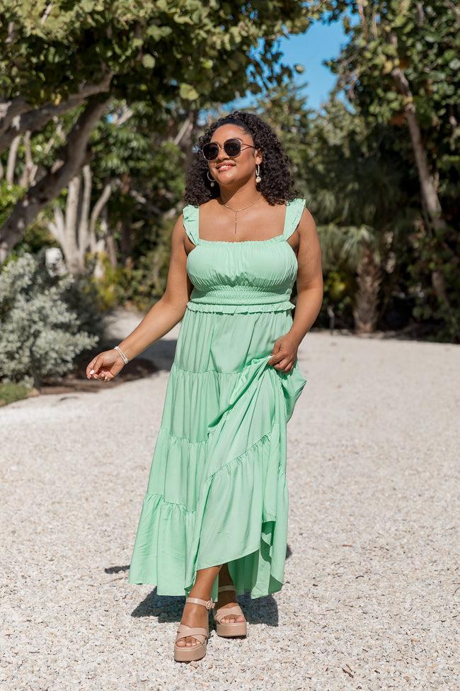 Living A Dream Green Woven Maxi Dress Product Image