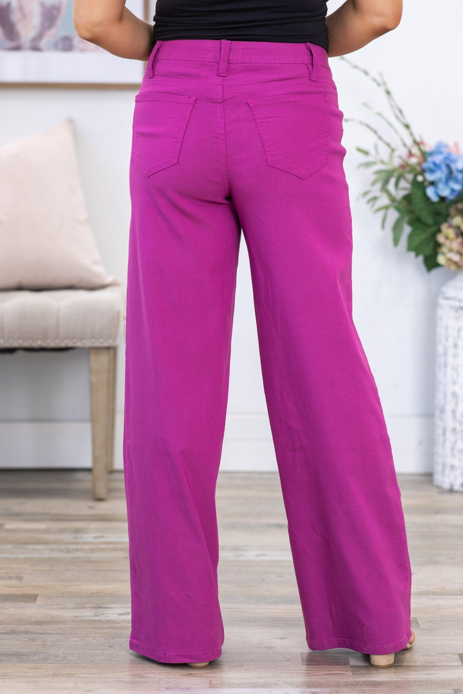 YMI Berry Hyperstretch Wide Leg Pants Product Image